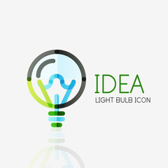 Logo, vector light bulb abstract linear geometric business icon. Idea concept