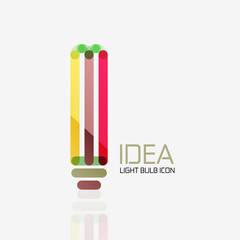 Logo, vector light bulb abstract linear geometric business icon. Idea concept