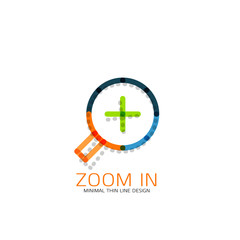 Naklejka na ściany i meble Vector thin line design logo magnifying glass, search and find or zoom logotype concept. Linear minimalistic business icon