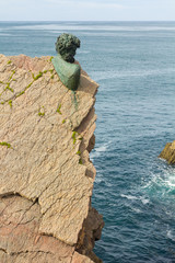 Philippe Cousteau bust seaside Anchor Museum, Asturias, Spain