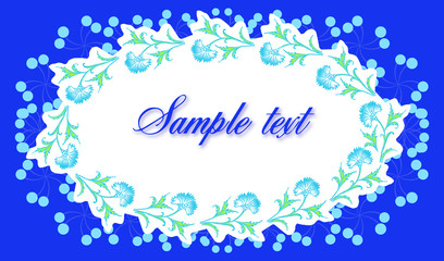 Cornflowers frame on the blue background.
