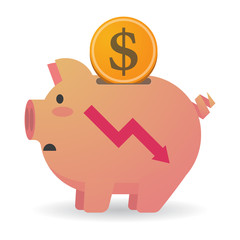 Isolated piggy bank with a descending graph
