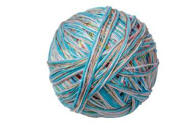 Yarn ball on the white background