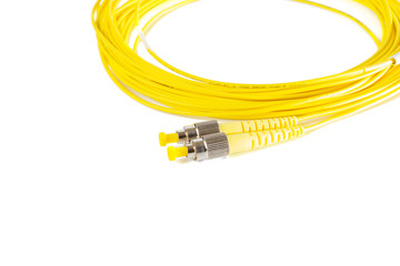 fiber optic patchcord on white background