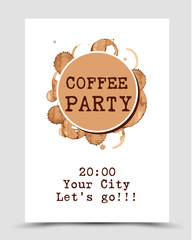 coffee party poster with rings, circle concept