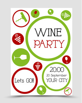 wine party poster with ring icon