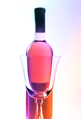 Rose wine and wine glass, studio isolated