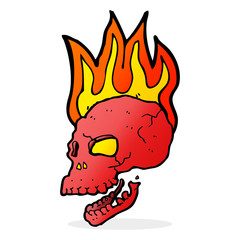 cartoon flaming skull