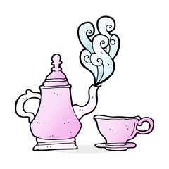 cartoon coffee pot and cup