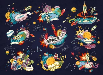 Gardinen Space cartoon style © lubashka