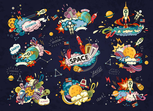 Space cartoon style