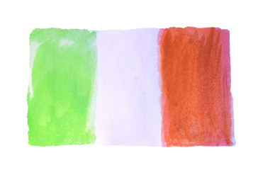 Naklejka premium Watercolor Ireland or Italy flag on white background
