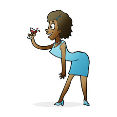 cartoon woman with drink