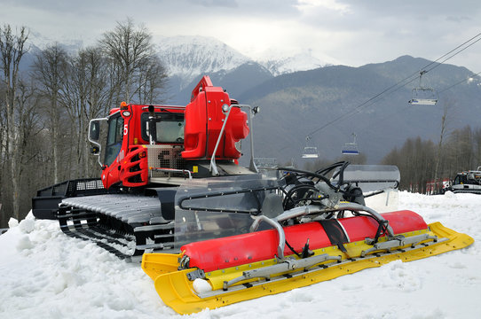 Red ratrak in winter scenery