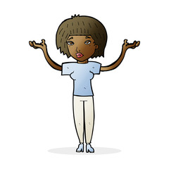 cartoon woman shrugging shoulders