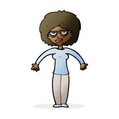 cartoon woman shrugging shoulders