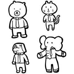 vector set of animal in business suit