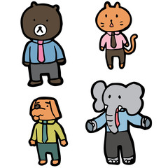 vector set of animal in business suit