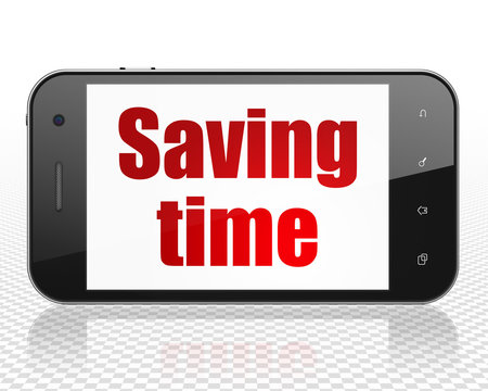 Time concept: Smartphone with Saving Time on display