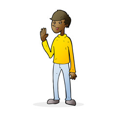cartoon waving man