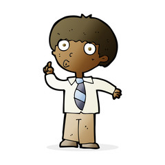 cartoon school boy with question