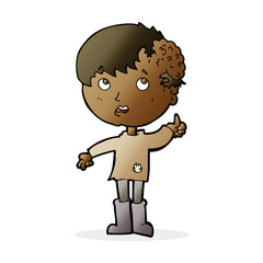 cartoon boy with growth on head