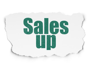 Advertising concept: Sales Up on Torn Paper background