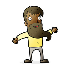 cartoon man with beard waving