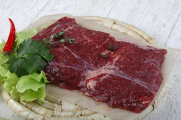 Raw machete steak
