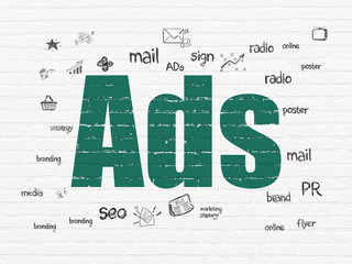 Obraz premium Advertising concept: Ads on wall background
