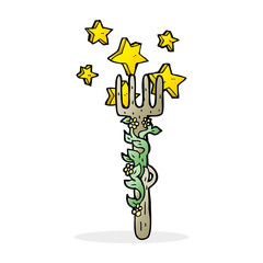 cartoon ornate wooden fork