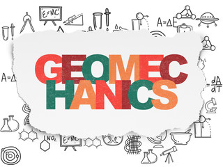 Science concept: Geomechanics on Torn Paper background