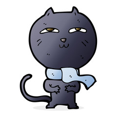 Obraz premium cartoon funny cat wearing scarf