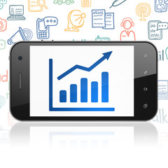 Fototapeta premium News concept: Smartphone with Growth Graph on display