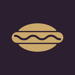 The hot dog icon. Sandwich and baking, fast food symbol. Flat