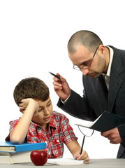 Naklejka premium Schoolboy and teacher