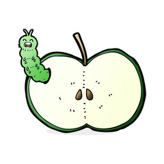 cartoon bug eating apple