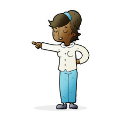 cartoon friendly woman pointing
