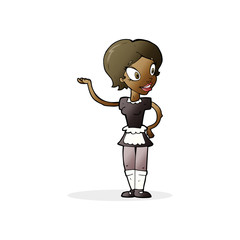 cartoon woman in maid costume