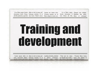 Education concept: newspaper headline Training and Development
