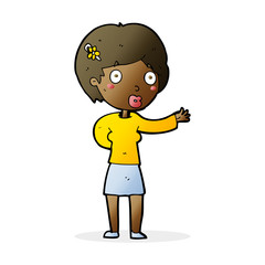 cartoon waving woman