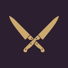 The crossed knives icon. Knife and chef, kitchen symbol. Flat