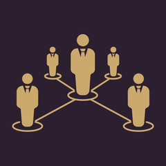 The teamwork icon. Leadership and connection, business teams symbol. Flat