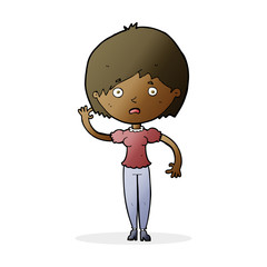 cartoon waving woman