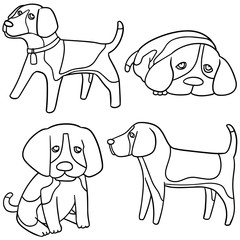 vector set of dog, beagle