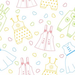 Cute seamless pattern with children's dresses