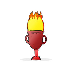 cartoon flaming trophy