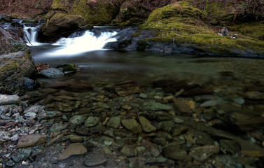 stream of mountain river among stones