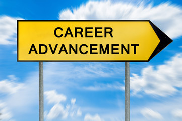 Yellow street concept career advancement sign
