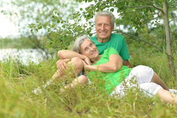 Fototapeta premium Elderly couple in nature